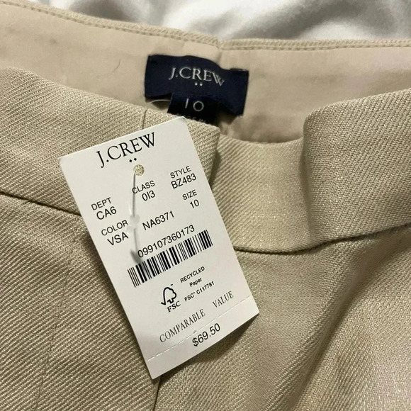 J Crew Shorts Linen Blend Pleated Khaki NWT Women Size 10 High Rise - Picture 5 of 12